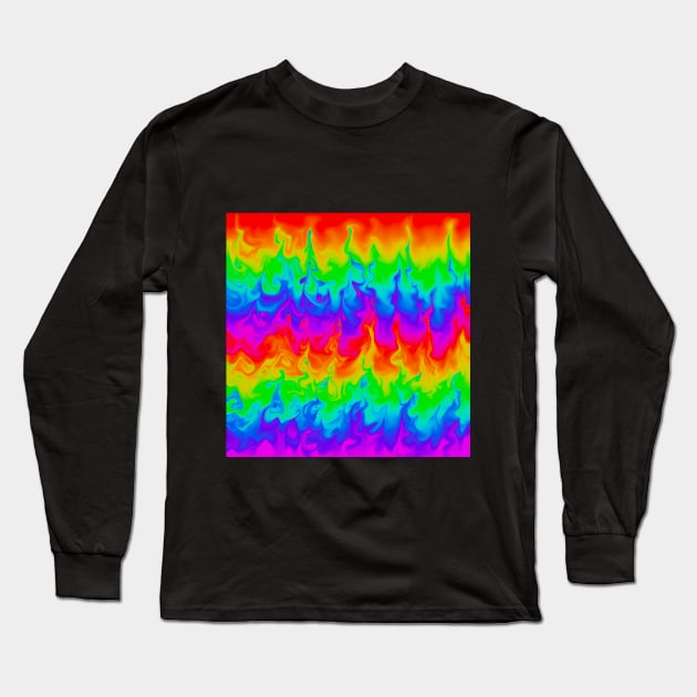 Rainbow Fire Long Sleeve T-Shirt by MayGreenAbgrall